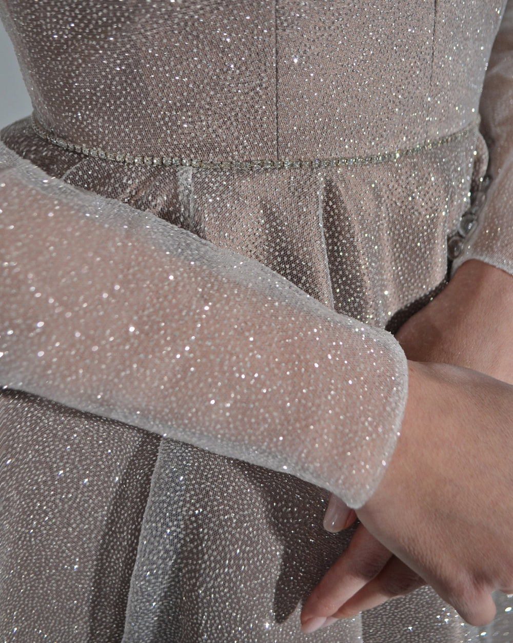 Exquisite Sparkly Midi Evening Dress Ramona detail view - VOLAKK