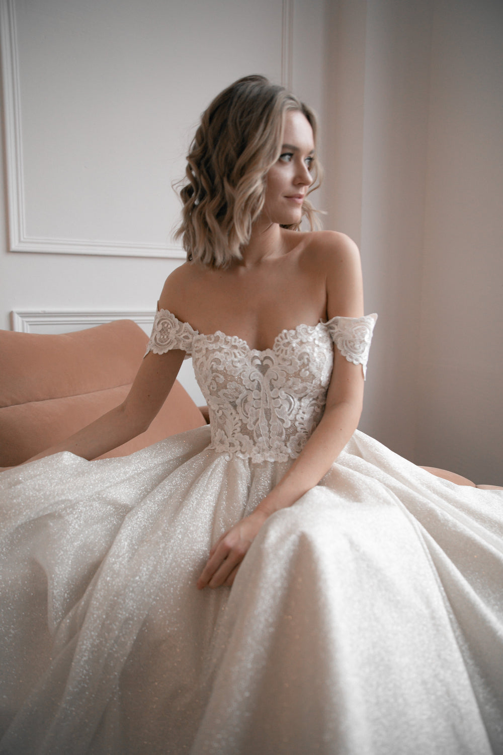 Tea Length Lace Wedding Dress Elise details - VOLAKK