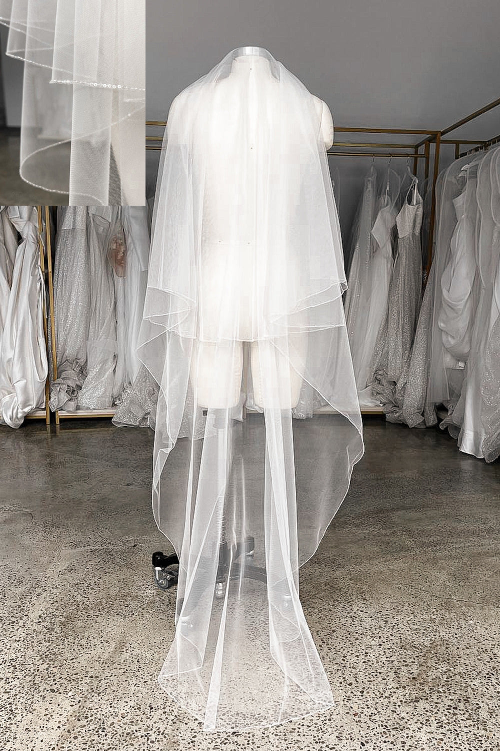 Wedding veil OB H15 with sequins edge - VOLAKK