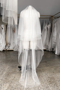 Wedding veil OB H15 with sequins edge view 1