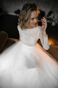 Shiny Wedding Dress Missuri with Long Sleeves view 2