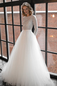 Shiny Wedding Dress Missuri with Long Sleeves view 1