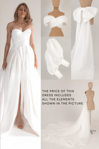 Coral Extra Convertible Wedding Dress Audrey (Basic dress + bolero + bow + detachable train) view 4
