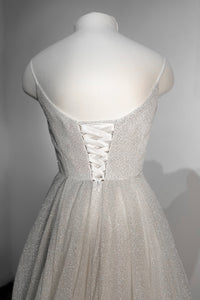 Shiny Wedding Dress Bree with a High Front Slit view 8
