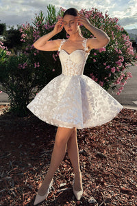 Short Floral Lace Wedding Dress Darsi view 1