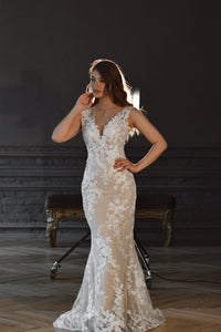 Nude Lace Mermaid Wedding Dress Airis view 5