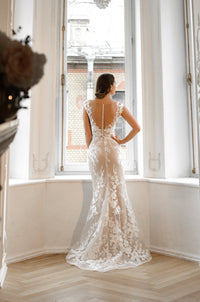 Nude Lace Mermaid Wedding Dress Airis view 2