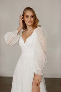 Sparkly Wedding Dress Inger With Leg Slit view 5