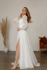 Sparkly Wedding Dress Inger With Leg Slit view 12