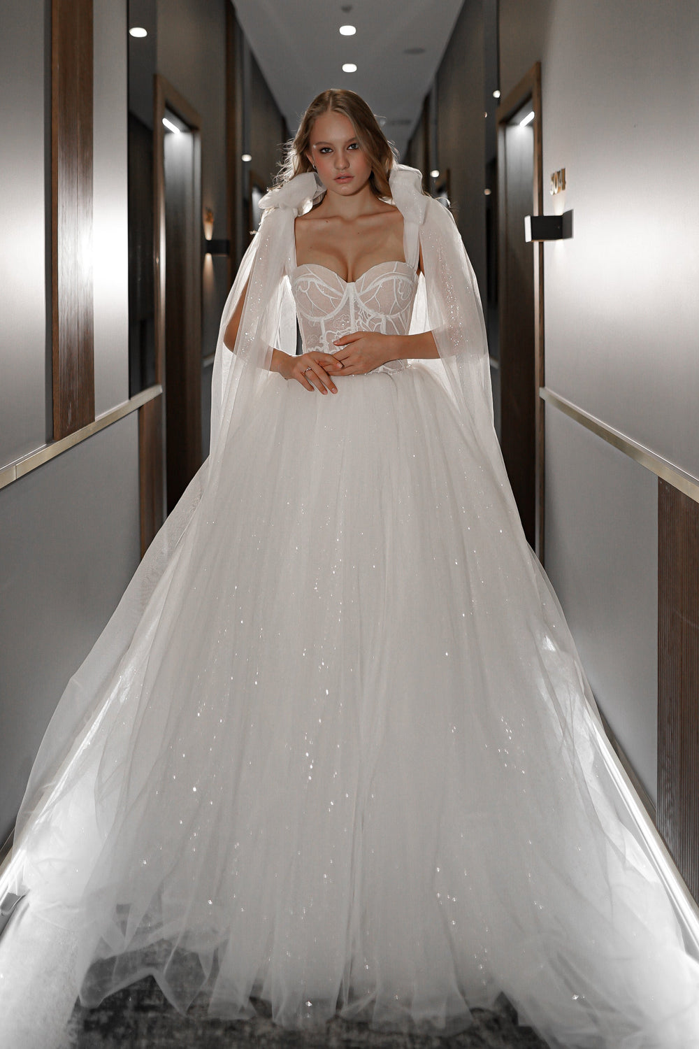 Exquisite Floral Lace Wedding Dress Romanica With Detachable Straps detail view - VOLAKK