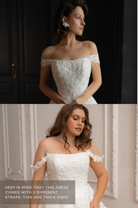 Floral Lace Tulle Wedding Dress Yoki with Detachable Straps view 10