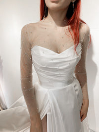 Mikado Wedding Dress Chloe with Front Slit view 21