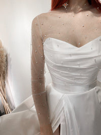 Mikado Wedding Dress Chloe with Front Slit view 25