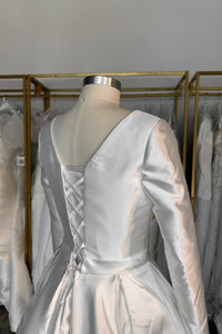 Plus Size Mikado Wedding Dress Ester with Long Sleeves view 10
