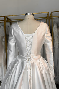 Mikado Wedding Dress Ester with Long Sleeves view 10