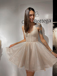 Nude Short Sparkle Evening Dress Rakel view 8