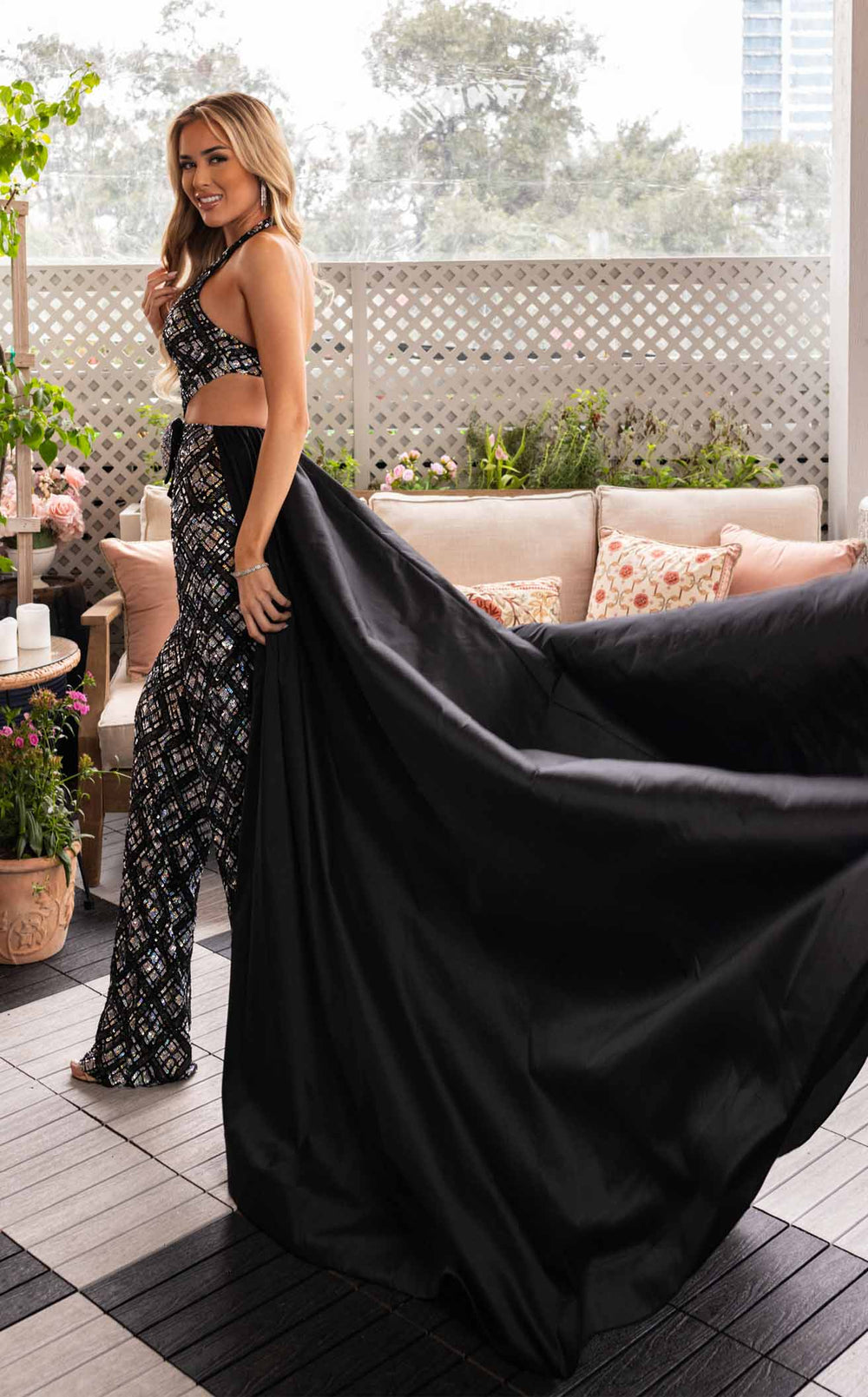 Exquisite Rachel Allan 50375 Jumpsuit detail view - VOLAKK