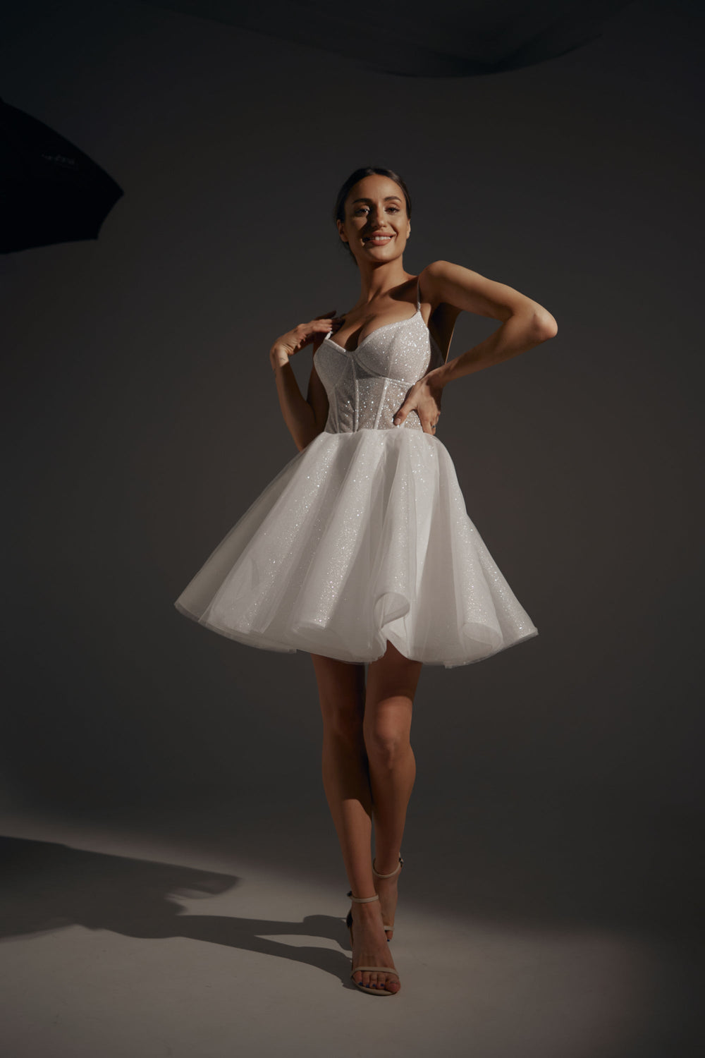Shiny Short Wedding & Evening Dress Rakel details - VOLAKK