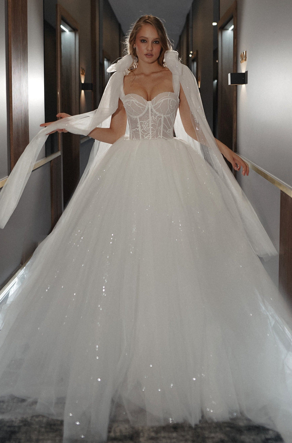 Floral Lace Wedding Dress Romanica With Detachable Straps - VOLAKK
