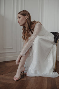 Light ivory Sparkly Wedding Dress Feilin view 5