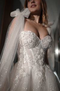 Floral Lace Wedding Dress Celia with Detachable Straps view 14