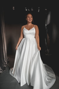 Plus Size Satin Wedding Dress Sentea with Front Slit view 2