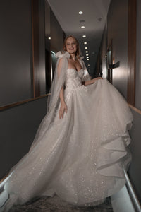 Floral Lace Wedding Dress Celia with Detachable Straps view 8
