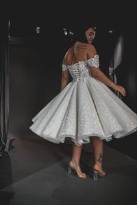 Tea Length Plus Size Lace Wedding Dress Elise view 10