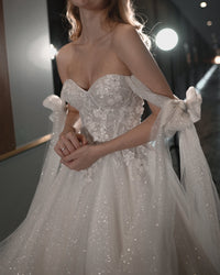Floral Lace Wedding Dress Celia with Detachable Straps view 11