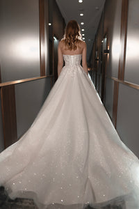 Floral Lace Wedding Dress Celia with Detachable Straps view 12