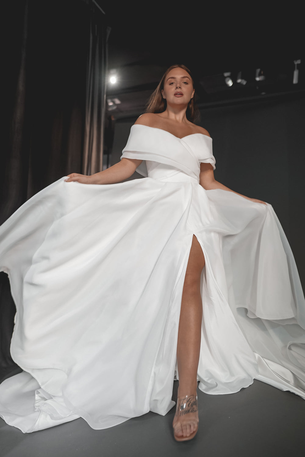 Plus Size Organza Wedding Dress Cardi details - VOLAKK