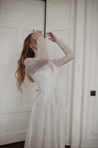 Light ivory Sparkly Wedding Dress Feilin view 4