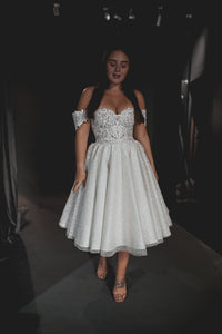 Tea Length Plus Size Lace Wedding Dress Elise view 6