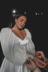 Plus Size Satin Wedding Dress Sentea with Front Slit view 5