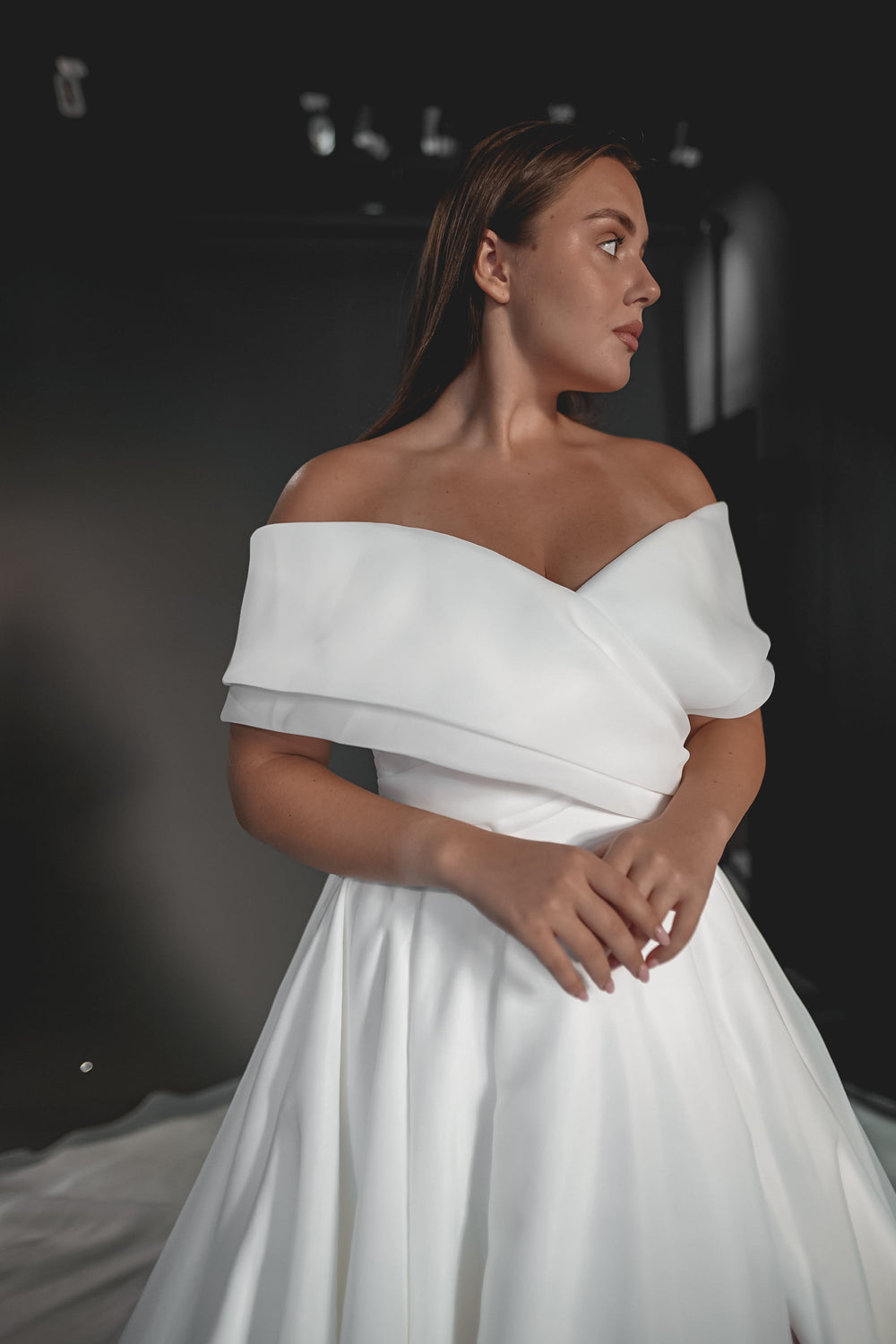 Exquisite Plus Size Organza Wedding Dress Cardi detail view - VOLAKK