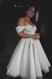 Tea Length Plus Size Lace Wedding Dress Elise view 7