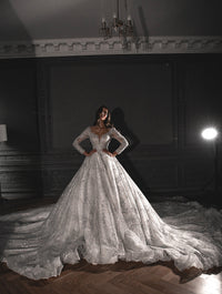 Royal Lace Off-The-Shoulder Sparkly Wedding Dress Meryem view 7