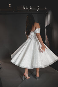 Tea Length Plus Size Lace Wedding Dress Elise view 4