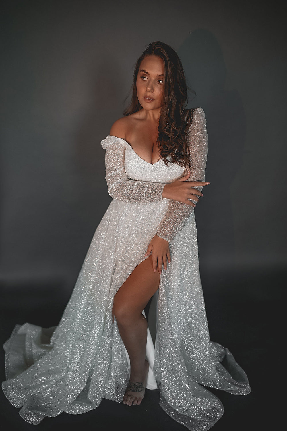 Plus Size Sparkly Wedding Dress Miranda details - VOLAKK