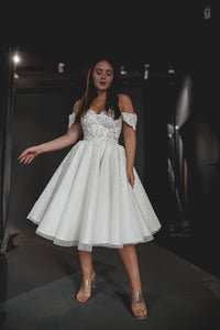 Tea Length Plus Size Lace Wedding Dress Elise view 13