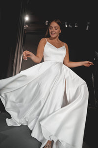 Plus Size Satin Wedding Dress Sentea with Front Slit view 9