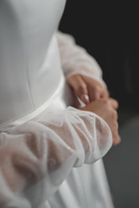 Plus Size Satin Wedding Dress Sentea with Front Slit view 7
