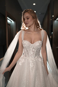 Floral Lace Wedding Dress Celia with Detachable Straps view 10
