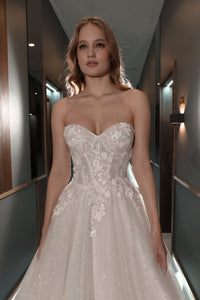 Floral Lace Wedding Dress Celia with Detachable Straps view 9