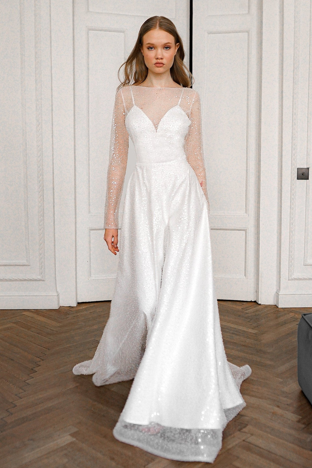 Light ivory Sparkly Wedding Dress Feilin - VOLAKK