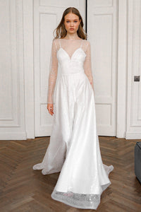 Light ivory Sparkly Wedding Dress Feilin view 1