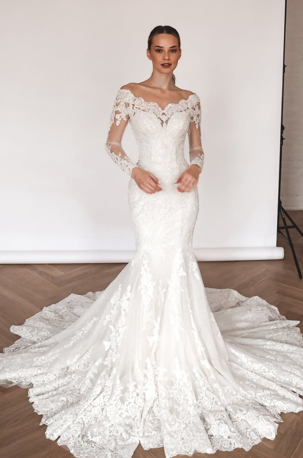 Lace Shimmery Wedding Dress Ornella 2 in 1 details - VOLAKK