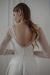 Light ivory Sparkly Wedding Dress Feilin view 9