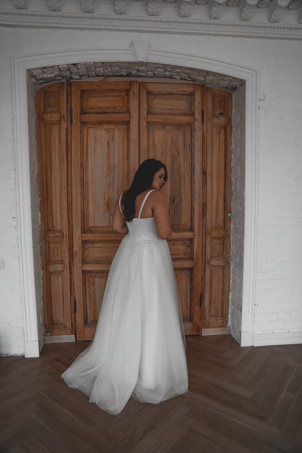 Plus Size Sparkly Wedding Dress Klouzi 2 with spaghetti straps - VOLAKK