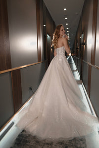 Floral Lace Wedding Dress Celia with Detachable Straps view 13